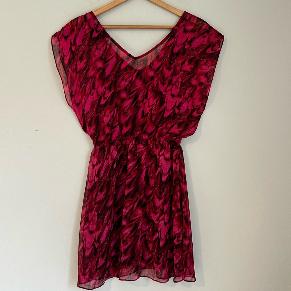Express Sheer Printed Dress Pink/Black XSP